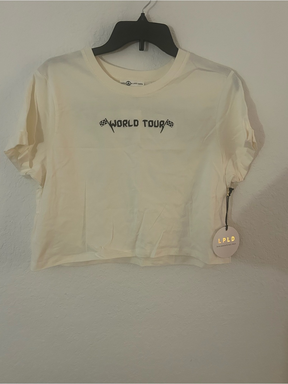 LPLD Cream 'World Tour' Cropped Tee